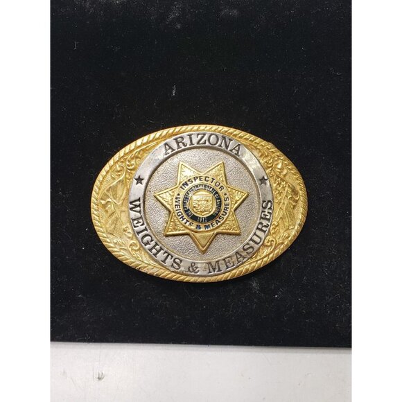 Vintage Creative Castings Arizona Weights & Measures Inspector Brass Belt Buckle - Picture 1 of 7